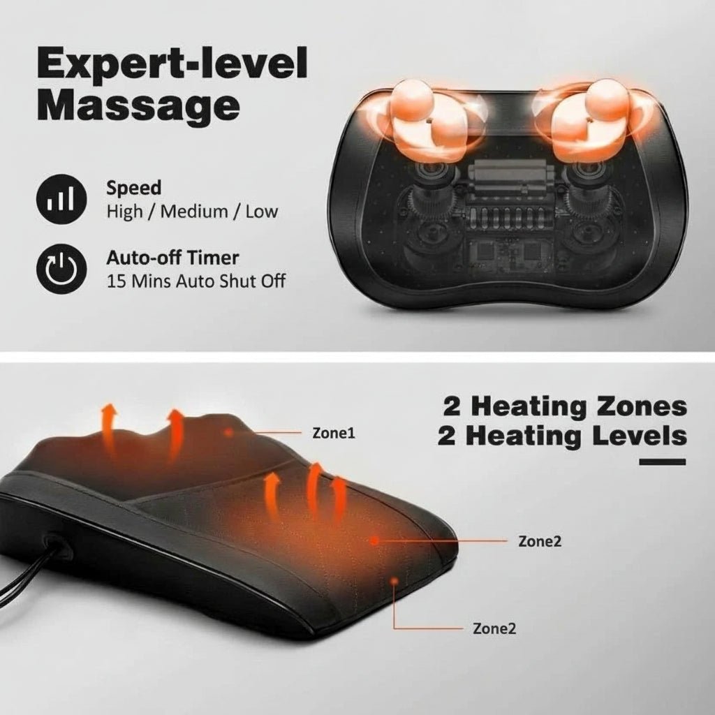 FolliGlow™ 3D Shiatsu Heated Neck & Back Massage Cushion - ★ FolliGlow Shop ★