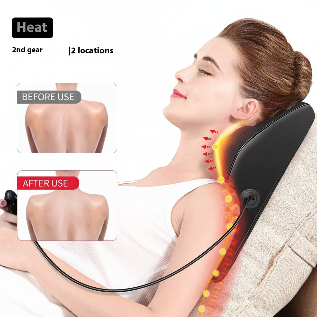 FolliGlow™ 3D Shiatsu Heated Neck & Back Massage Cushion - ★ FolliGlow Shop ★