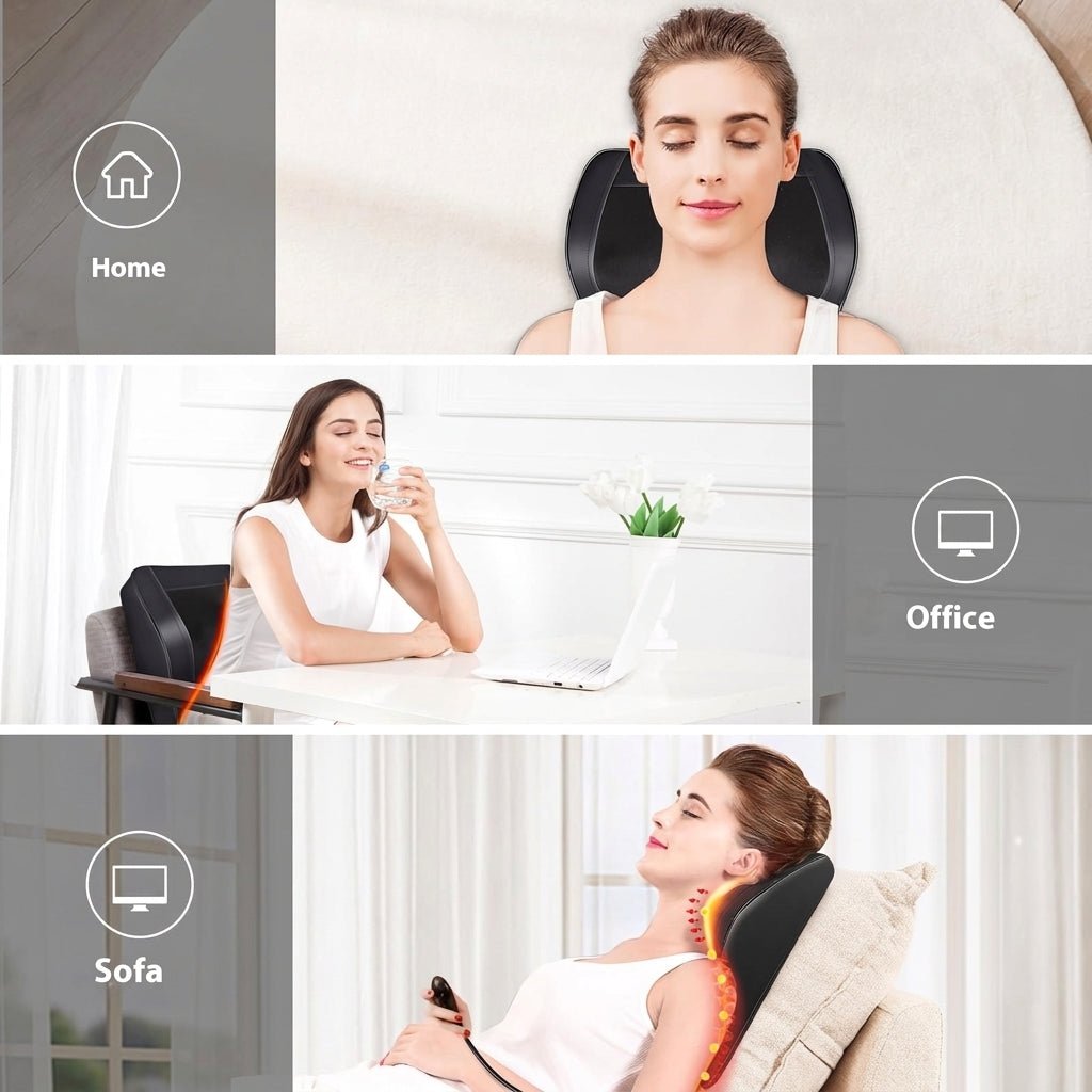 FolliGlow™ 3D Shiatsu Heated Neck & Back Massage Cushion - ★ FolliGlow Shop ★
