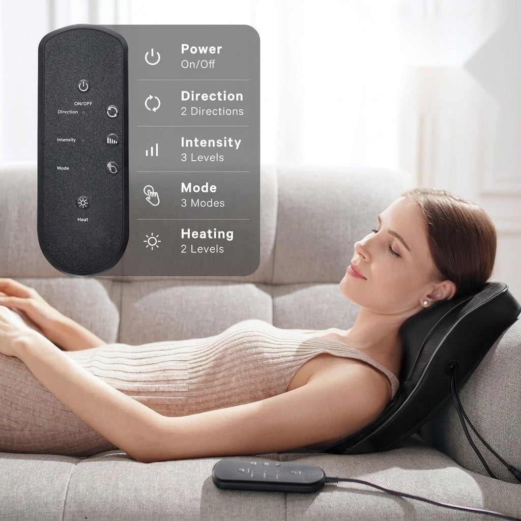 FolliGlow™ 3D Shiatsu Heated Neck & Back Massage Cushion - ★ FolliGlow Shop ★